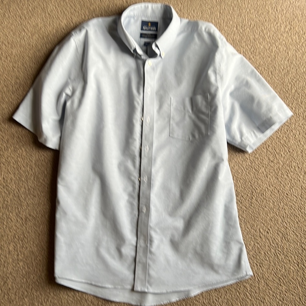 Mens Oxford shirt, button down, blue, by Stanford, neck 16.5 inches, EUC